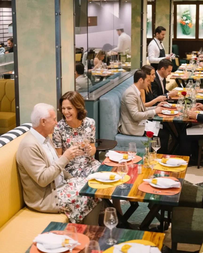 Clientes compartiendo en el salón